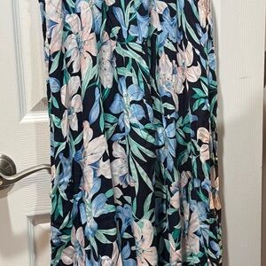 Floral Maxi Skirt - Navy with Blue & Pink Floral Print
